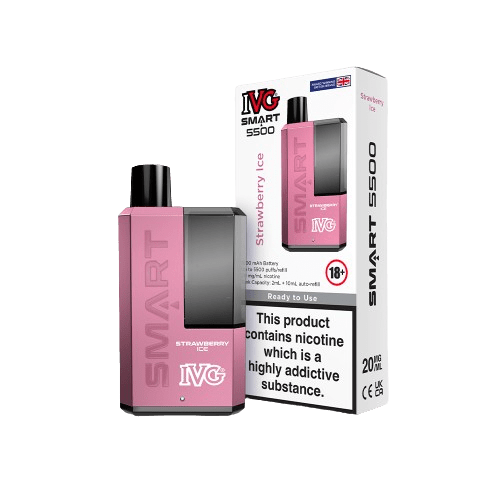 IVG SMART 5500 Legal Big Puff Device offering pre-filled , pre-charged and auto-refill disposable giving the best vaping experience upto 5500 puffs.